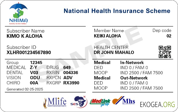 Carte d'assurance maladie de la Zambie